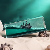 Корабль в жидкости, антистресс "Черная жемчужина" 15 х 5.5 х 5.3 см