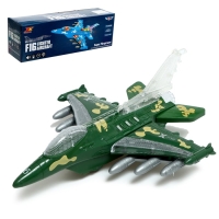 Самолёт &laquo;Истребитель&raquo;, на батарейках, свет, звук, зелёный