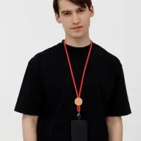 Шнурок для бейджа Tube Wood, красный