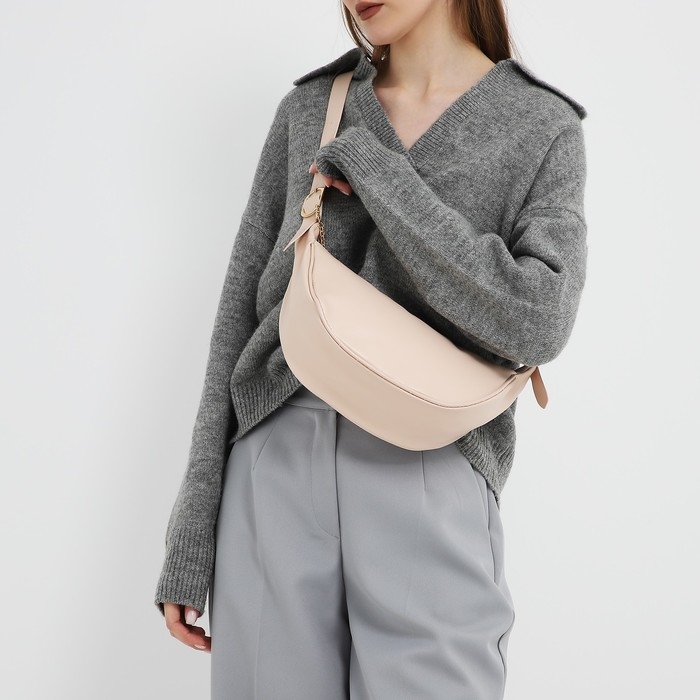 Сумка женская из искусственной кожи NAZAMOK, 28х15 см, бежевый цвет