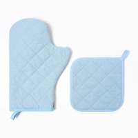 Набор кухонный Доляна "Зимний сад": прихватка 17х17 см, варежка-прихватка 20х28 см, 35% хлопок, 65%п/э