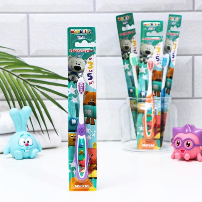 Зубная щётка детская Bambolina &laquo;МиМиМишки&raquo; мягкая, с подушечкой для чистки языка, 3-5 лет