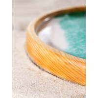 Поднос с эпоксидной пищевой смолой Adelica, 25&times;2,5 см, цельный массив кедра, рисунок МИКС