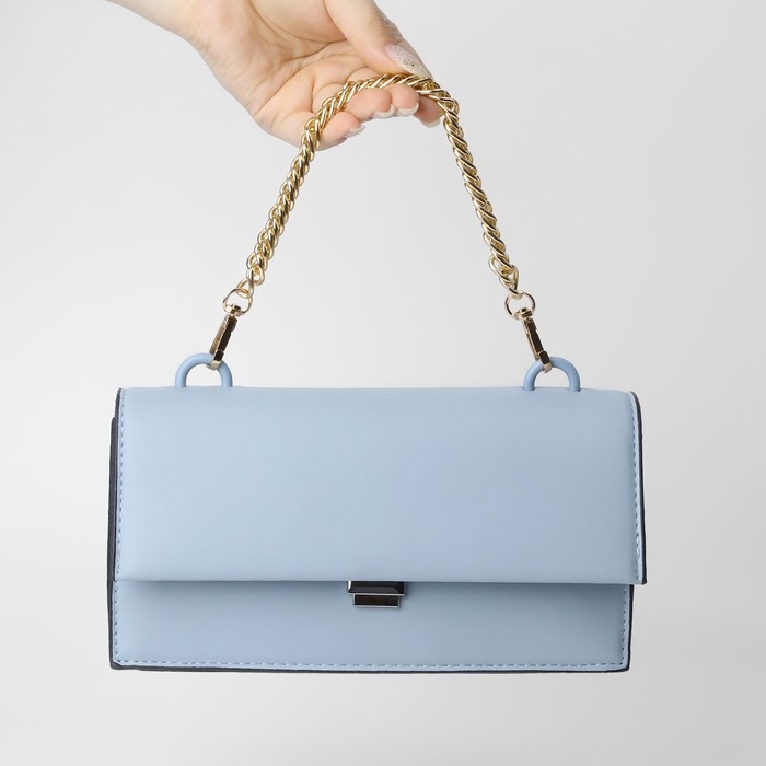 Цепочка для сумки, с карабинами, металлическая, плоская, плотное плетение, 15 &times; 10 мм, 30 см, цвет золотой