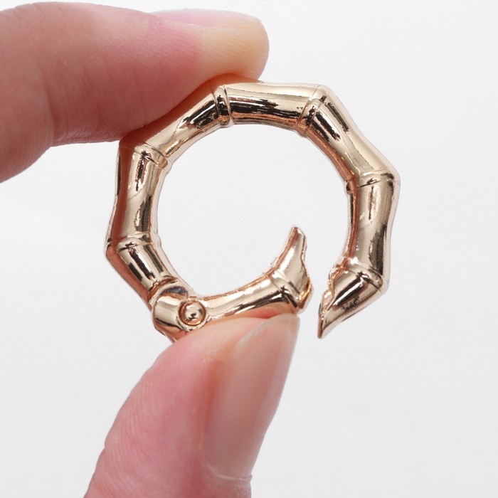 Кольцо-карабин &laquo;Бамбук&raquo;, d = 19/29 мм, толщина - 5 мм, 5 шт, цвет золотой