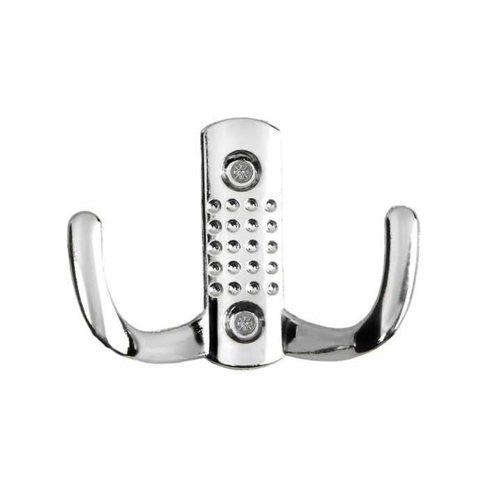 Крючок мебельный ТУНДРА TKD011, двухрожковый, хром