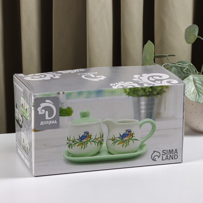 Набор сервировочный Доляна &laquo;Весенний вечер&raquo;, 2 предмета: молочник 270 мл, сахарница 310 мл