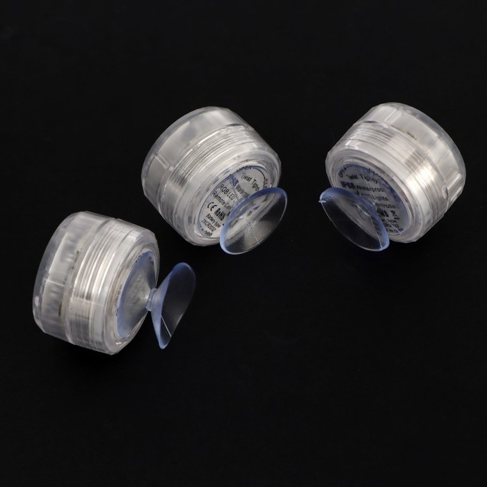 Светильник водонепроницаемый мини, 3 x 1.9 см, 3 шт, от CR2032 (в компл.), пульт, RGB, IP68 Светильник водонепроницаемый мини, 3 x 1.9 см, 3 шт, от CR2032 (в компл.), пульт, RGB, IP68