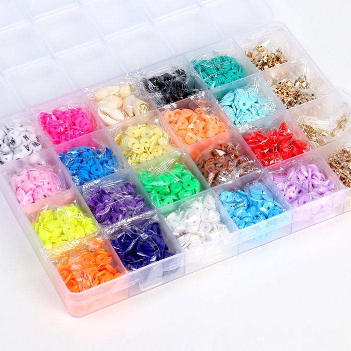 Набор для создания украшений &laquo;Яркие бусины&raquo;, 21 цвет бусин, 4 вида фурнитуры + ножницы