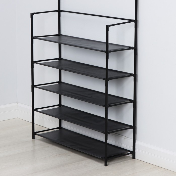 Вешалка - стойка напольная для одежды LaDо́m, с полками для хранения, 5 ярусов, 80&times;26&times;165 см, цвет чёрный