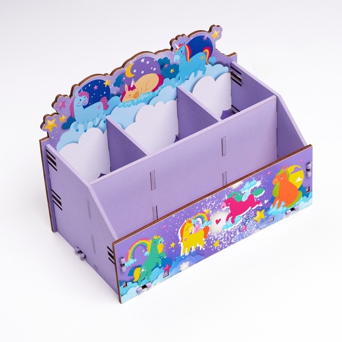 Органайзер для канцелярии Органайзер для канцелярии "Единорожки" 4 отделения 21х11х14,5