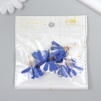 Декор текстиль "Цветок 2 цвета с жемчужиной. Ультрамарин и белый" набор 6 шт 3 см Декор текстиль "Цветок 2 цвета с жемчужиной. Ультрамарин и белый" набор 6 шт 3 см