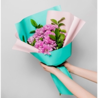 Плёнка для цветов упаковочная пудровая двухсторонняя &laquo;Нежно-розовый + тиффани&raquo;, 50 мкм 0.5 х 9 м