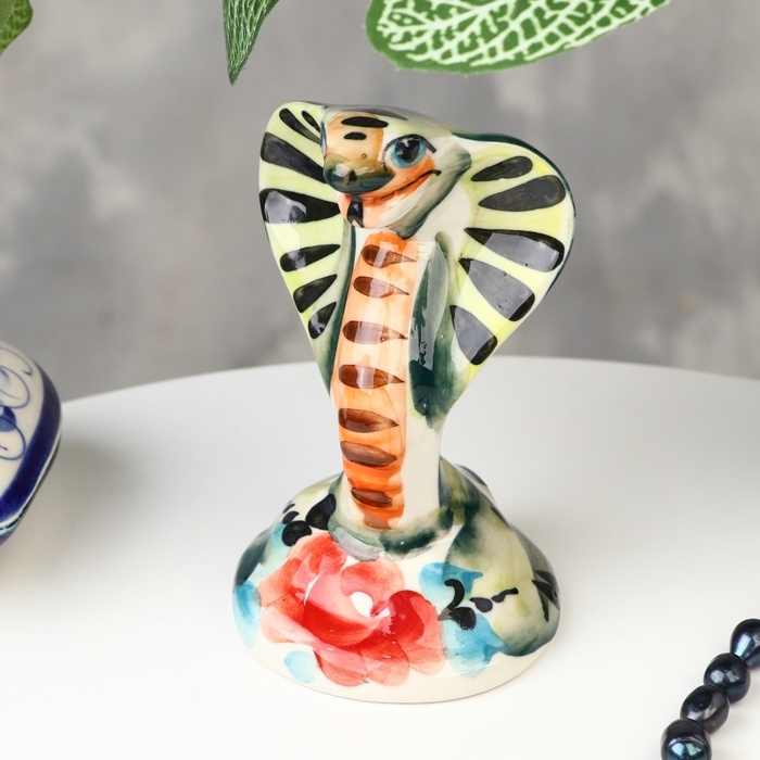 Сувенир "Кобра", большая, гжель, цвет, 11х7 см