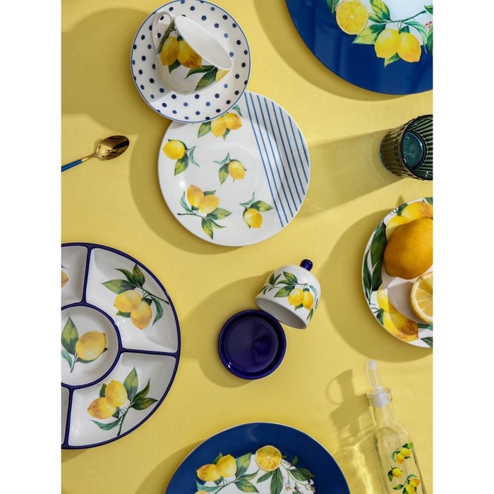 Менажница 5 ячеек Доляна &laquo;Лимон&raquo;, d=26 см, цвет белый