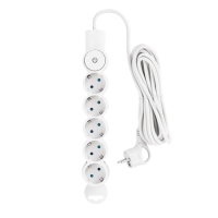 Сетевой фильтр, 5 гнезд, 5м, с/з, со шторками, с выкл, 2200Вт, 10А, бел, 32577 2, duwi
