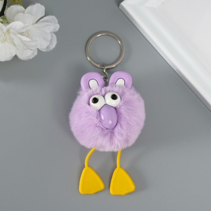 Пушистик на кольце Пушистик на кольце "Большеглазая ворона" сиреневый 9,5х6х6 см