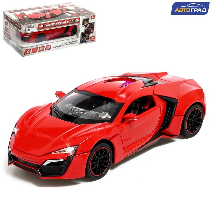 Машина металлическая, 1:24, инерционная, открываются двери, капот, багажник, цвет красный Машина металлическая, 1:24, инерционная, открываются двери, капот, багажник, цвет красный