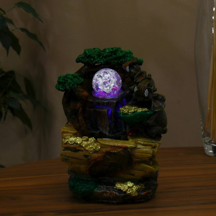 Фонтан Фонтан "Слоны с монетками в чаше" 20х13 см (с подсветкой)