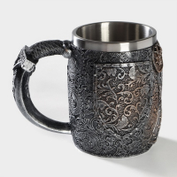 Кружка из нержавеющей стали &laquo;Шлем&raquo;, 400 мл, цвет серебристый