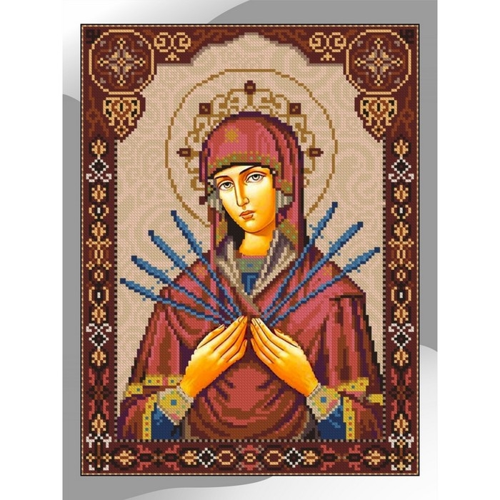 Алмазная мозаика &laquo;Семистрельная икона Божией Матери&raquo;, 30 &times; 40 см