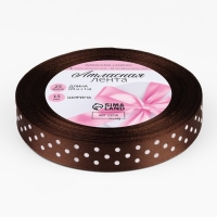 Лента атласная &laquo;Горох&raquo;, 15 мм &times; 23 &plusmn; 1 м, цвет коричневый №032