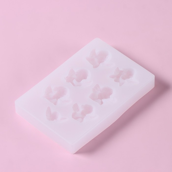 Молд Доляна &laquo;Ангелочки&raquo;, силикон, 12,5&times;8,5&times;1,5 см, 7 ячеек (3&times;3,5 см), цвет белый