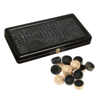 Нарды деревянные, настольная игра, 40 х 40 см, кожа, черные Нарды деревянные, настольная игра, 40 х 40 см, кожа, черные