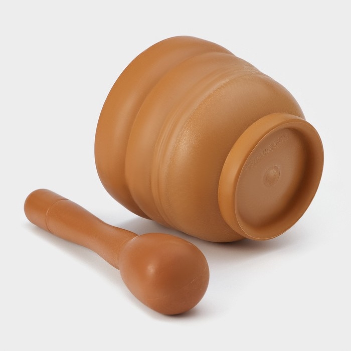 Ступка с пестиком Доляна &laquo;Кирпичный камень&raquo;, 250 мл, 10,5&times;20 см, цвет коричневый