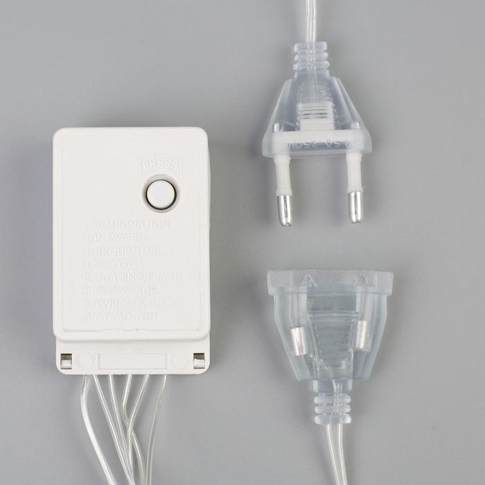 Гирлянда &laquo;Занавес&raquo; 3 &times; 1.4 м с насадками &laquo;Перья&raquo;, IP20, прозрачная нить, 80 LED, свечение тёплое белое, 8 режимов, 220 В