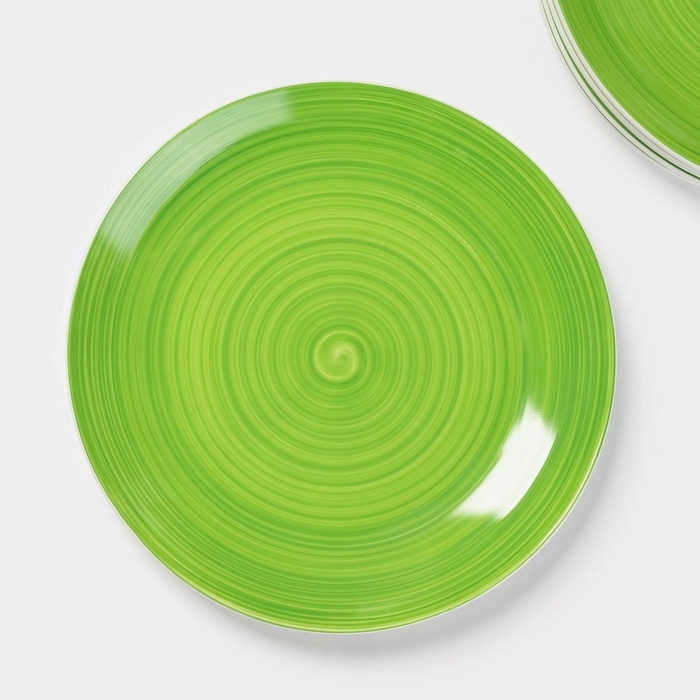 Набор тарелок Доляна «Палитра», d=26,5 см, фарфор, 6 шт, зелёный Набор тарелок Доляна «Палитра», d=26,5 см, фарфор, 6 шт, зелёный
