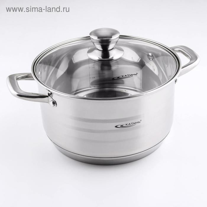 Кастрюля &laquo;Элис&raquo;, 5,5 л, d=24 см, стеклянная крышка, капсульное дно, индукция