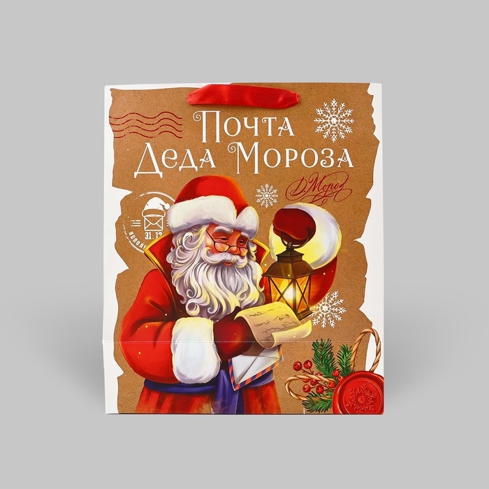 Пакет подарочный новогодний ламинированный &laquo;Почта Деда Мороза&raquo;, ML 23 х 27 х 11.5 см , Новый год