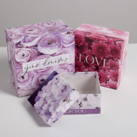 Набор коробок 10 в 1, упаковка подарочная, &laquo;Цветочный&raquo;, 10.2 х 10.2 х 6‒28.2 х 28.2 х 15 см