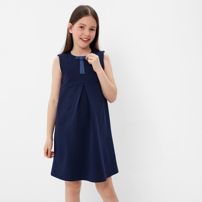 Сарафан для девочки, цвет темно-синий, рост 122 см (64)