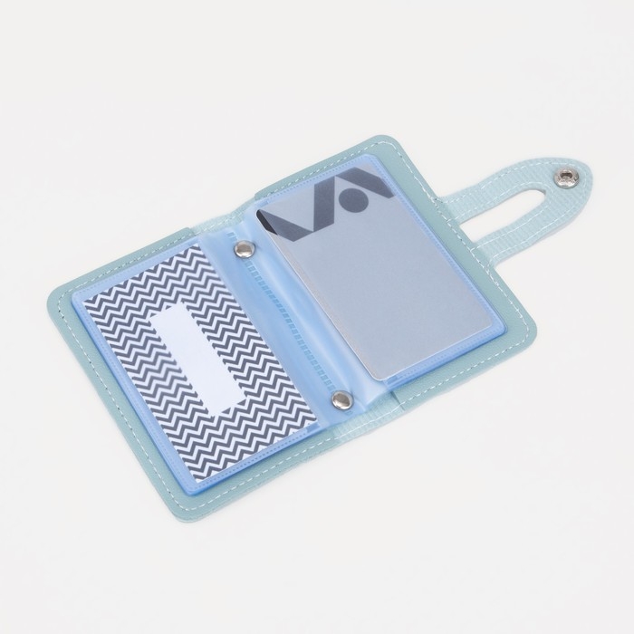 Визитница на кнопке, 26 карт, цвет мятный