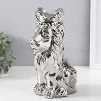 Сувенир керамика "Лев в короне" серебро 17х12х26 см Сувенир керамика "Лев в короне" серебро 17х12х26 см