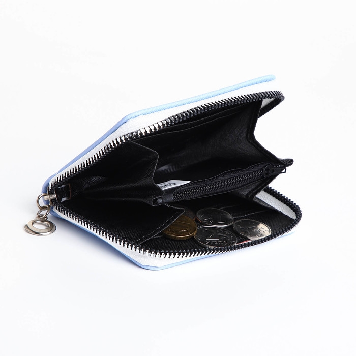 Кошелёк на молнии, отдел для карт, для монет, цвет голубой Кошелёк на молнии, отдел для карт, для монет, цвет голубой