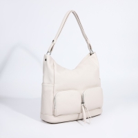 Сумка-тоут на молнии, 3 наружных кармана, цвет молочный Сумка-тоут на молнии, 3 наружных кармана, цвет молочный