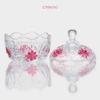 Сахарница стеклянная Доляна &laquo;Венеция листва&raquo;, 300 мл, 10&times;12,5 см, с крышкой