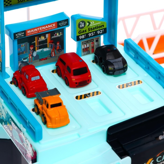 Парковка-автотрек &laquo;Город&raquo;, с 4 машинами, свет и звук, работает от батареек