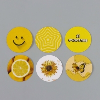 Наклейка бумага "Жёлтые" d=2,5 см 252 шт в рулоне