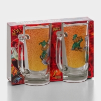 Набор пивных кружек «Приколисты», 330 мл, в подарочной упаковке, 2 шт, рисунок МИКС Набор пивных кружек «Приколисты», 330 мл, в подарочной упаковке, 2 шт, рисунок МИКС