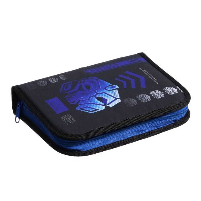 Пенал 1 секция 140 х 210 х 40 мм, откидной карман и косметичка, тканевый, Calligrata TOP Content Пенал 1 секция 140 х 210 х 40 мм, откидной карман и косметичка, тканевый, Calligrata TOP Content "Робот"