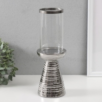 Подсвечник керамика, стекло на 1 свечу "Зебра Греви" d=8 см серебро 10х10х29,5 см Подсвечник керамика, стекло на 1 свечу "Зебра Греви" d=8 см серебро 10х10х29,5 см