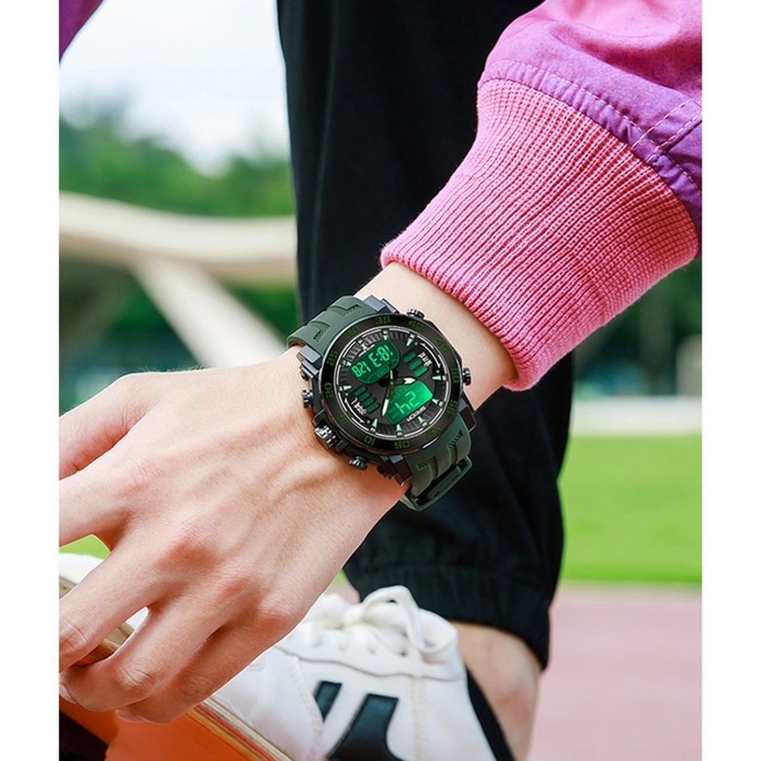 Часы наручные электронные, d-5.3, будильник, календарь подсвтека, ремешок силикон, зеленые 985523 Часы наручные электронные, d-5.3, будильник, календарь подсвтека, ремешок силикон, зеленые 985523