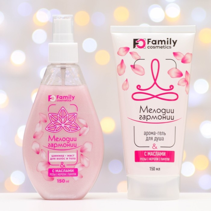 Подарочный набор косметики женский: арома-гель для душа, 150 мл + шиммер-мист для волос и тела, 150 мл Подарочный набор косметики женский: арома-гель для душа, 150 мл + шиммер-мист для волос и тела, 150 мл