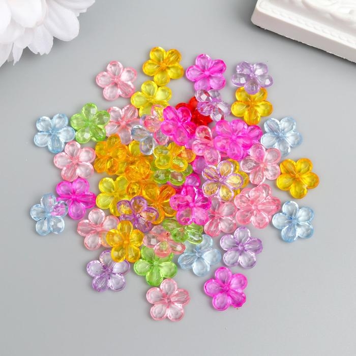 Декор для творчества пластик Декор для творчества пластик "Цветок" прозрачный набор 50 шт 1,2х1,2 см