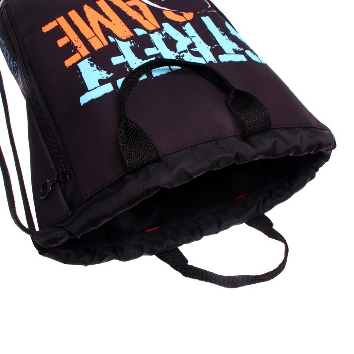 Мешок для обуви с карманом 430 х 360 х 90 мм, с расширением, ручка-петля, светоотражающая полоса, Оникс МО-31с-21, Street game (полиэстер кашированный пенополиуретаном Мешок для обуви с карманом 430 х 360 х 90 мм, с расширением, ручка-петля, светоотражающая полоса, Оникс МО-31с-21, Street game (полиэстер кашированный пенополиуретаном "дутик")