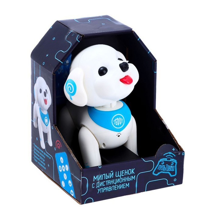 Робот собака «Милый щенок», программируемый, на пульте управления, интерактивный: реагирует на хлопки, звук, свет, на батарейках, на русском языке Робот собака «Милый щенок», программируемый, на пульте управления, интерактивный: реагирует на хлопки, звук, свет, на батарейках, на русском языке